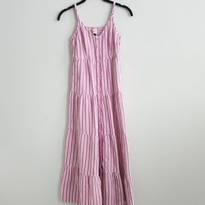 Universal Thread Pink and White Striped Tiered Dress XS
